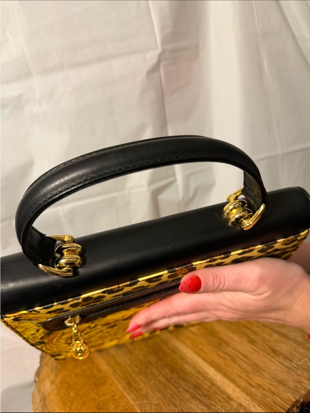 Vintage Gianni Versace Baroque Leopard Medusa Top Handle Bag Strap - Picture 5 of 10